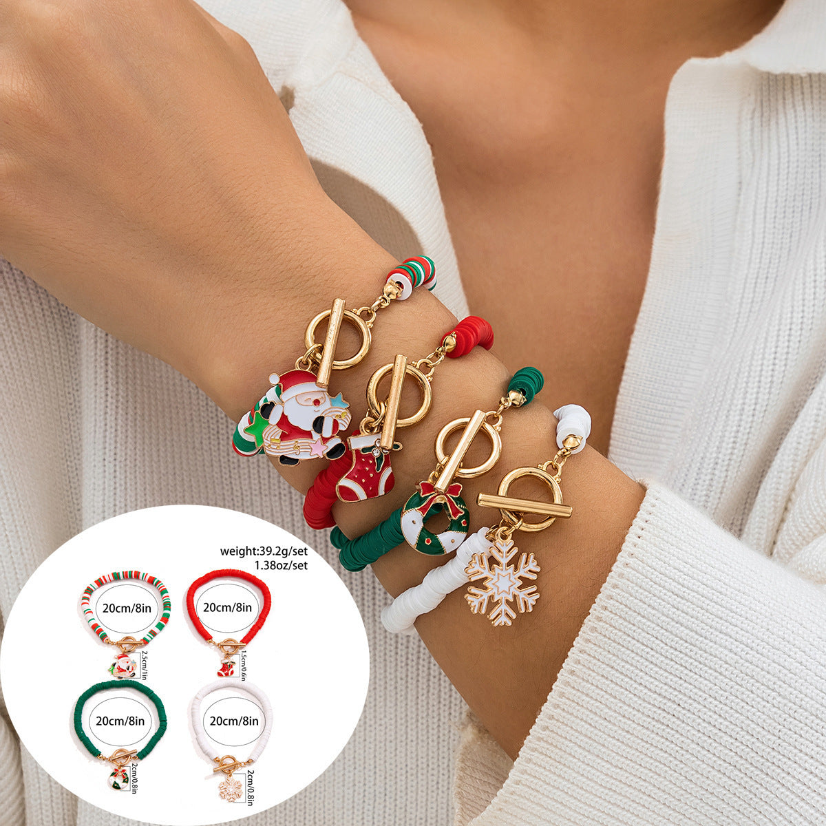 Women's Holiday Gift Bracelet Santa Claus Set Snowman Soft Clay Ornaments European and American Christmas Bracelet