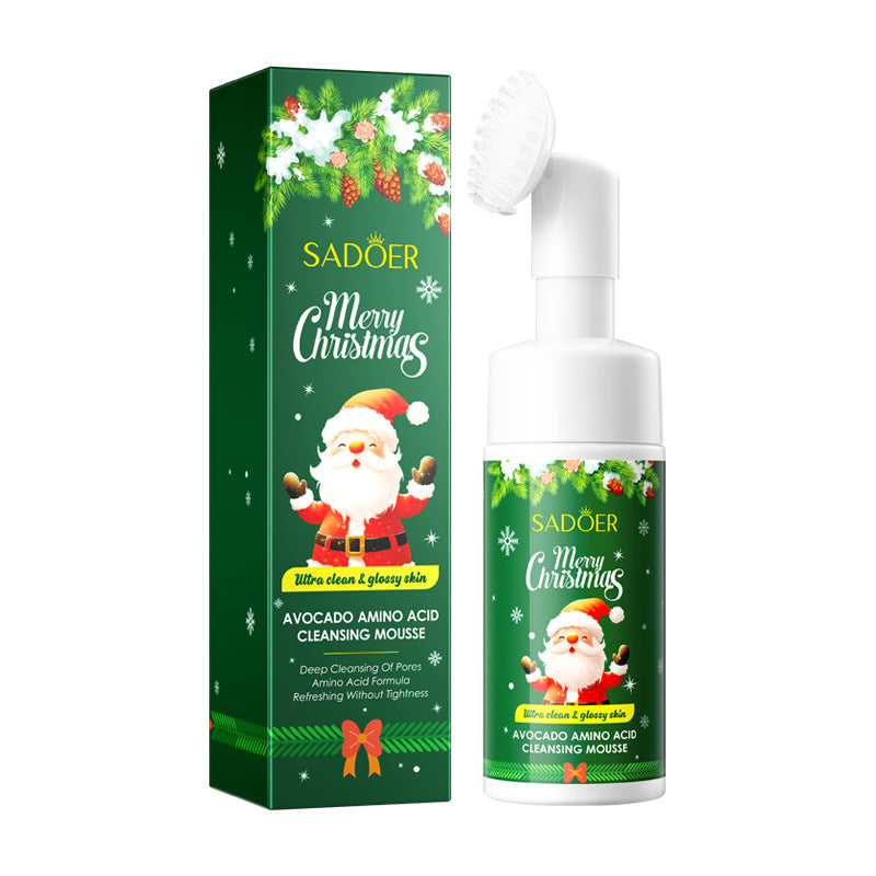 Full English Christmas Strawberry Amino Acid Cleansing Mousse SADOER Cleansing facial cleanser  foreign trade wholesale
