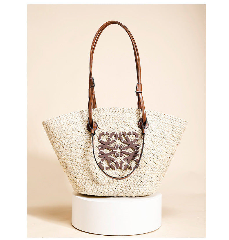 Large Capacity Straw Woven Bag for Women2025Summer new fashion vacation style beach bag single shoulder handbag for women