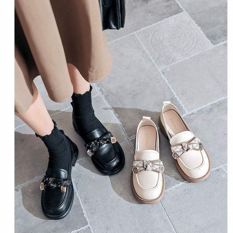 Guirenfang Bowknot British Style Loafers for Women2025New Four Seasons Slip-On Fashion Women's Single Shoes Small Leather Shoes