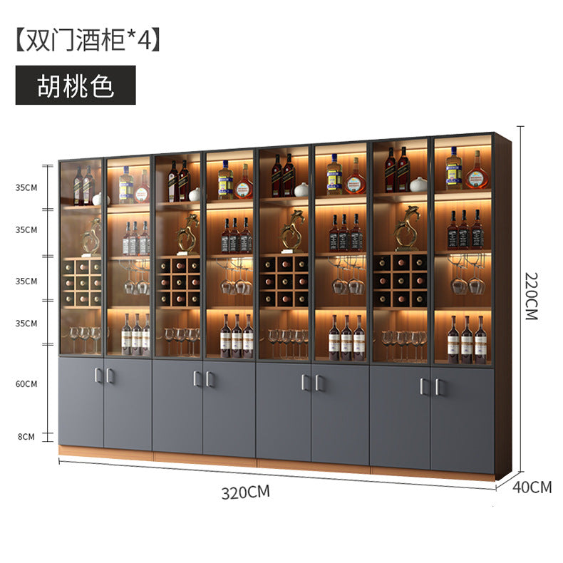 Apartment Wall-Mounted Sideboard Double-Door Wine Rack Storage Cabinet for Hotel Projects and Home Use LED Wine Cabinet