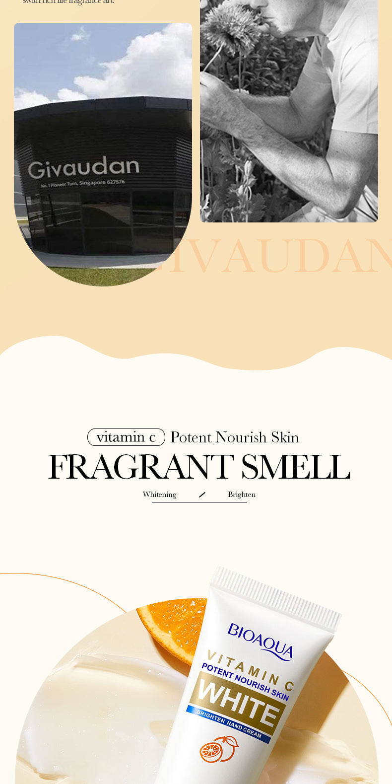 foreign trade BIOAOUA Vitamin C Whitening and Brightening Hand Cream Anti-Cracking Moisturizing Whitening Hand Cream Wholesale