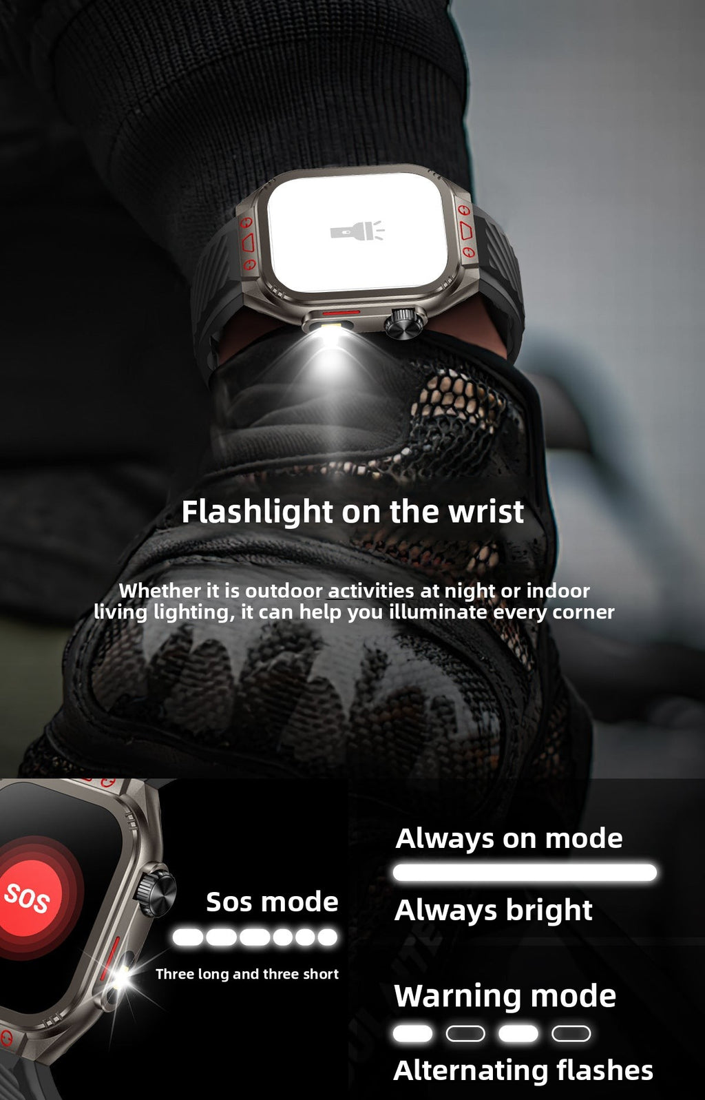 ZW10 Max Smart Watch Bluetooth Call True Heart Rate Step Sleep Monitor Flashlight Outdoor Three-Proof Sports