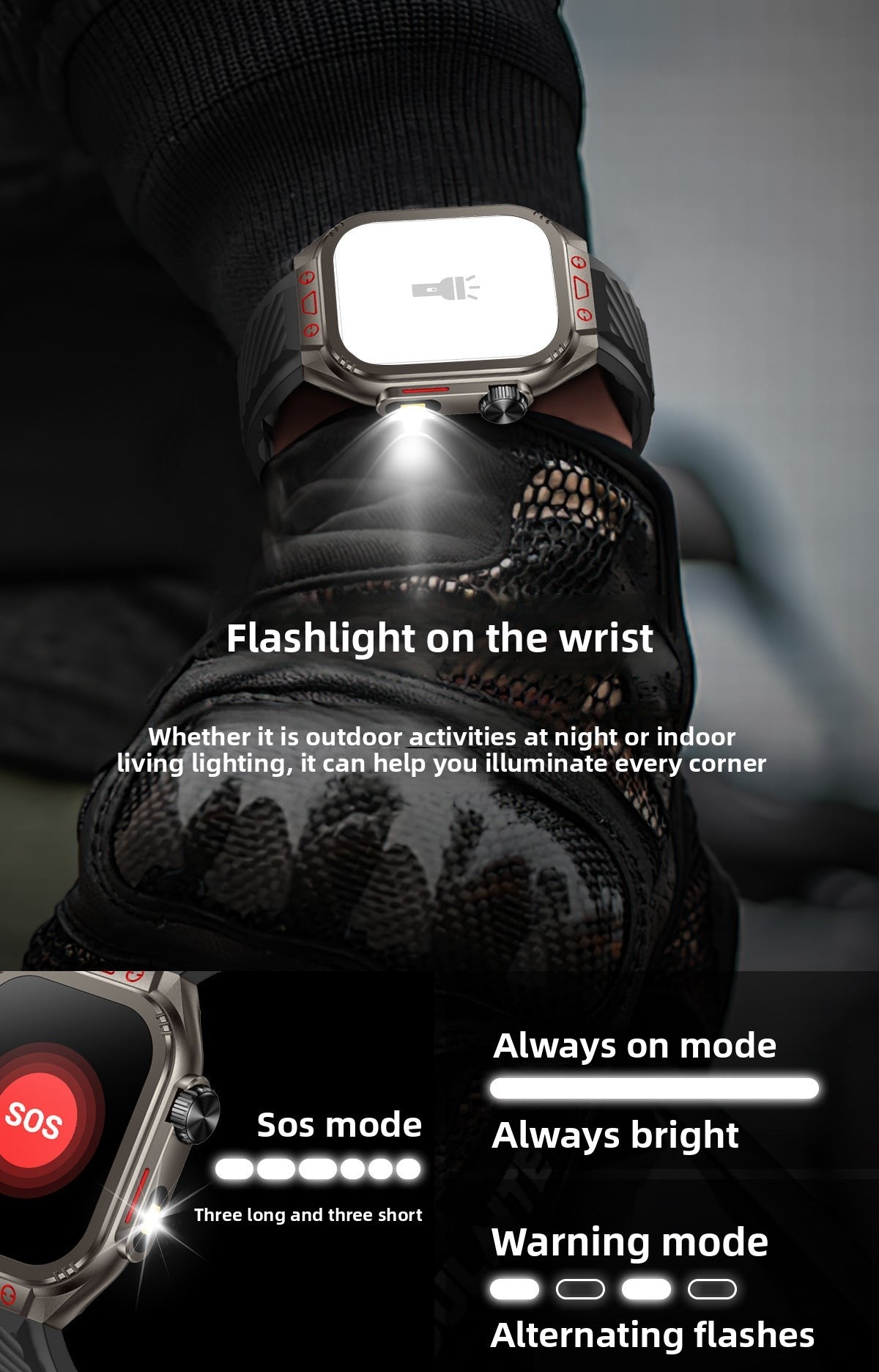 ZW10 Max Smart Watch Bluetooth Call True Heart Rate Step Sleep Monitor Flashlight Outdoor Three-Proof Sports