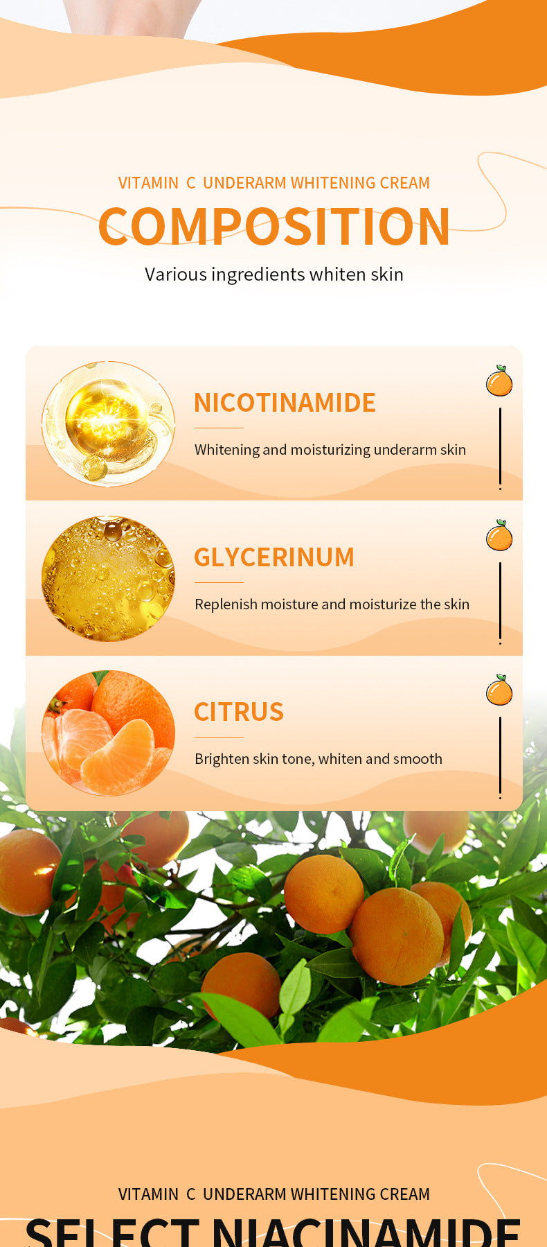 Full English VC Armpit Whitening Cream SADOER Dimension C Even Skin Tone Body Cream  Foreign Trade Wholesale