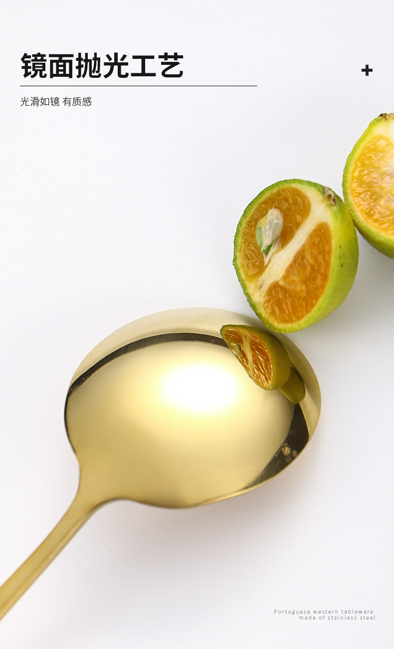 Stainless Steel Cutlery Set24Set of Gold-Plated Portuguese Tableware Western Steak Knife Fork Spoon Gift Box