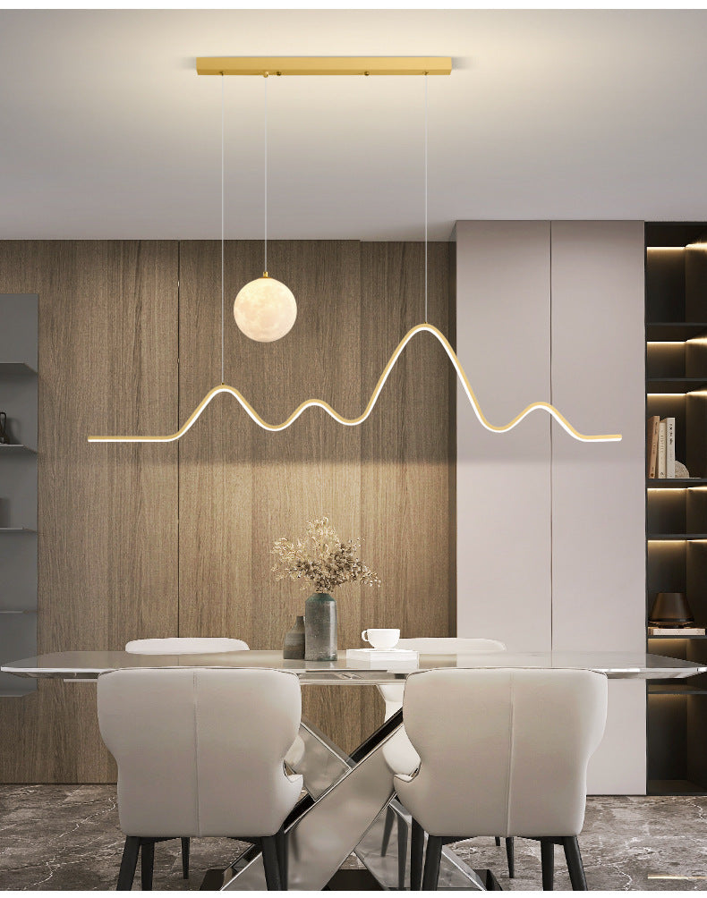 Restaurant Chandelier Light Luxury Dining Room Dining Table Bar Modern Minimalist Moon Lamp Minimalist Long Strip Guangdong Zhongshan Factory