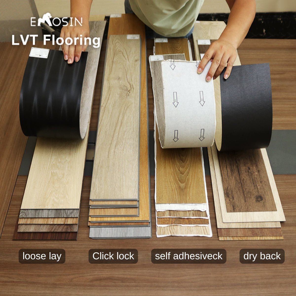 1.8mm 2.0mm Self Adhesive Dry Back Waterproof New Pvc Vinyl Tile High Quality Luxury Vinyl Plank Lvp Lvt Flooring