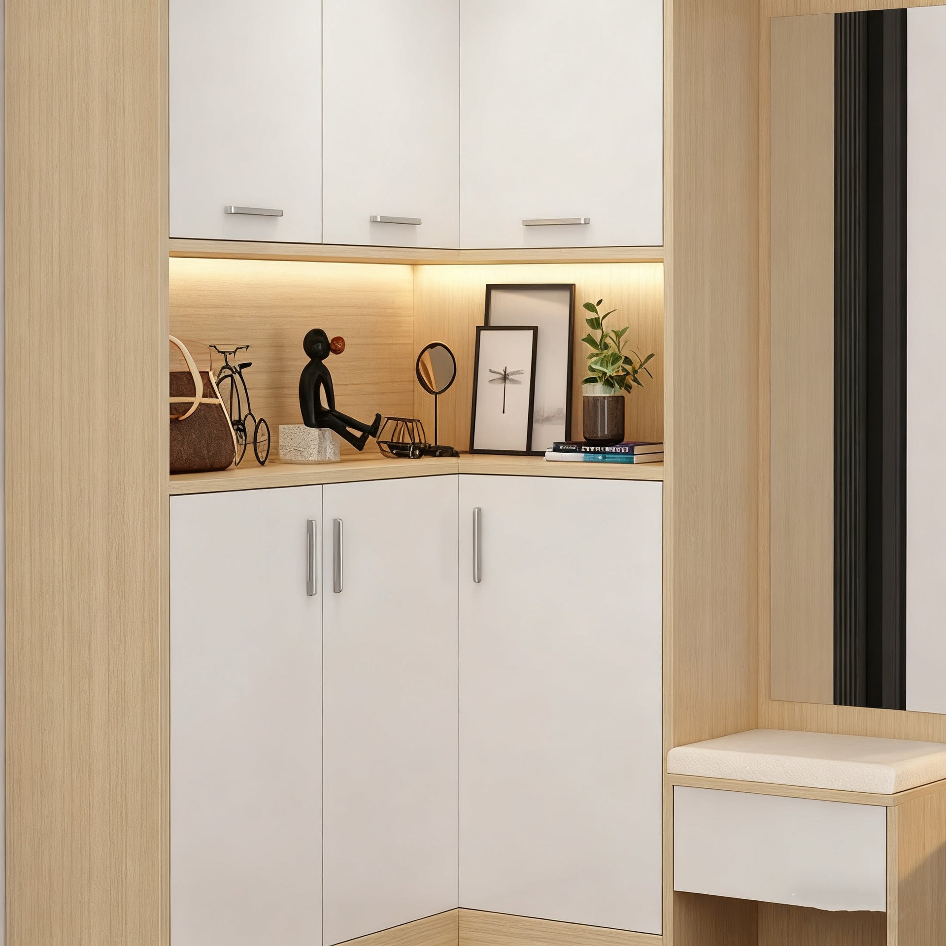 Honeycomb Aluminum Alloy Entryway Shoe Cabinet Custom Home Doorway Integrated Cabinet Wall Storage Factory Direct