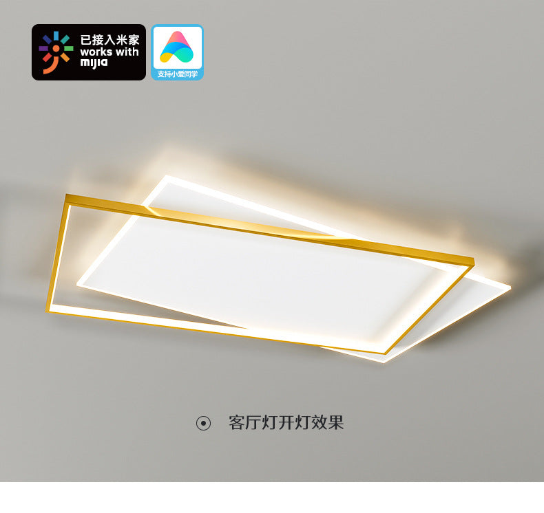 Nordic Living Room Lamp Rectangular Household Elegant Ceiling Lamp led Master Bedroom Lamp Iron Art Room Lamp Zhongshan Lighting