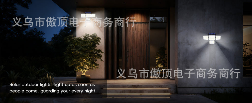 Solar Wall Light Four-Head Upgraded Dual-Sensor Rotating Outdoor Street Light Human-Sensor Garden Light