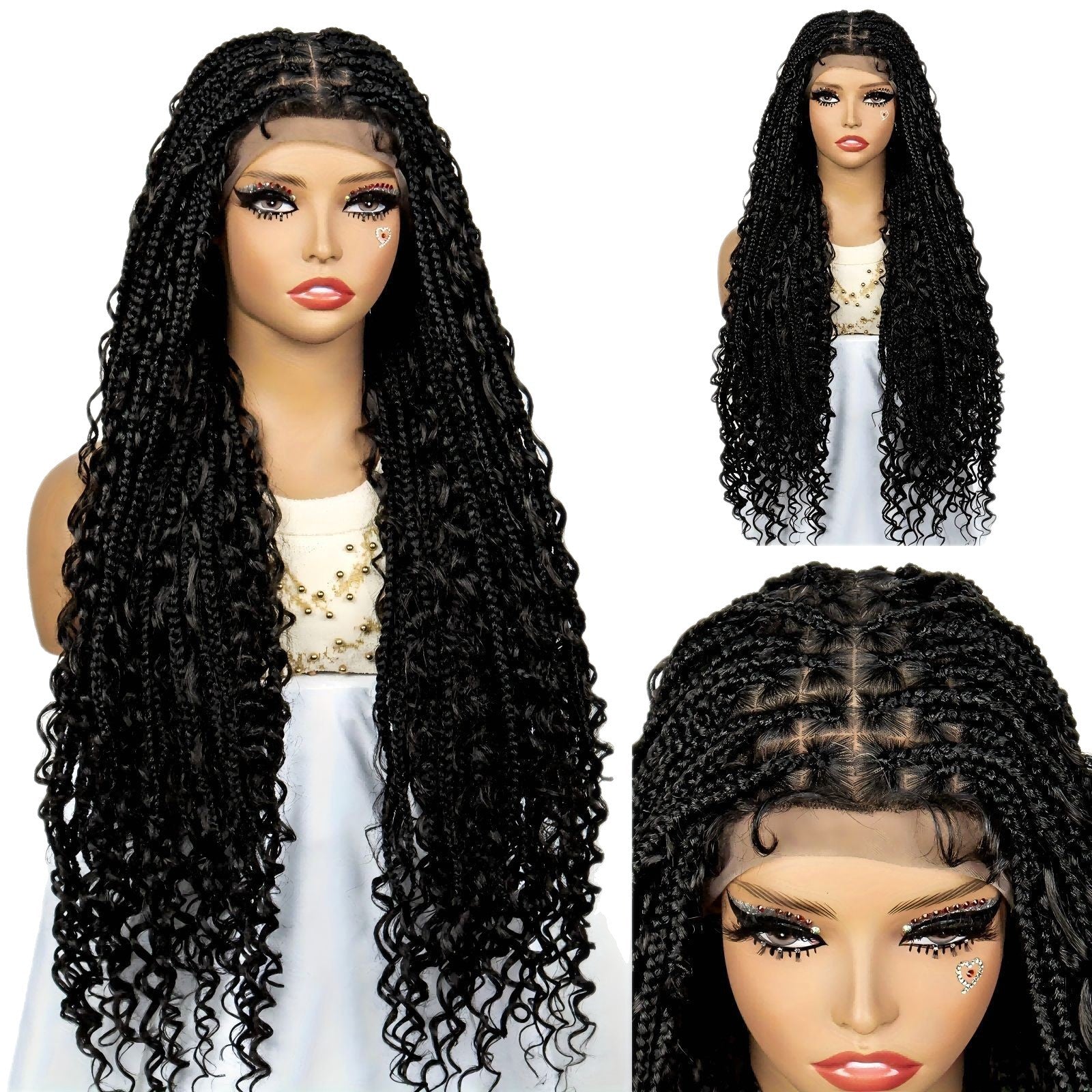Cross-Border Hot-Selling Wig European and American Style Braided Full Lace Synthetic Crochet Wig Box Braids Wig