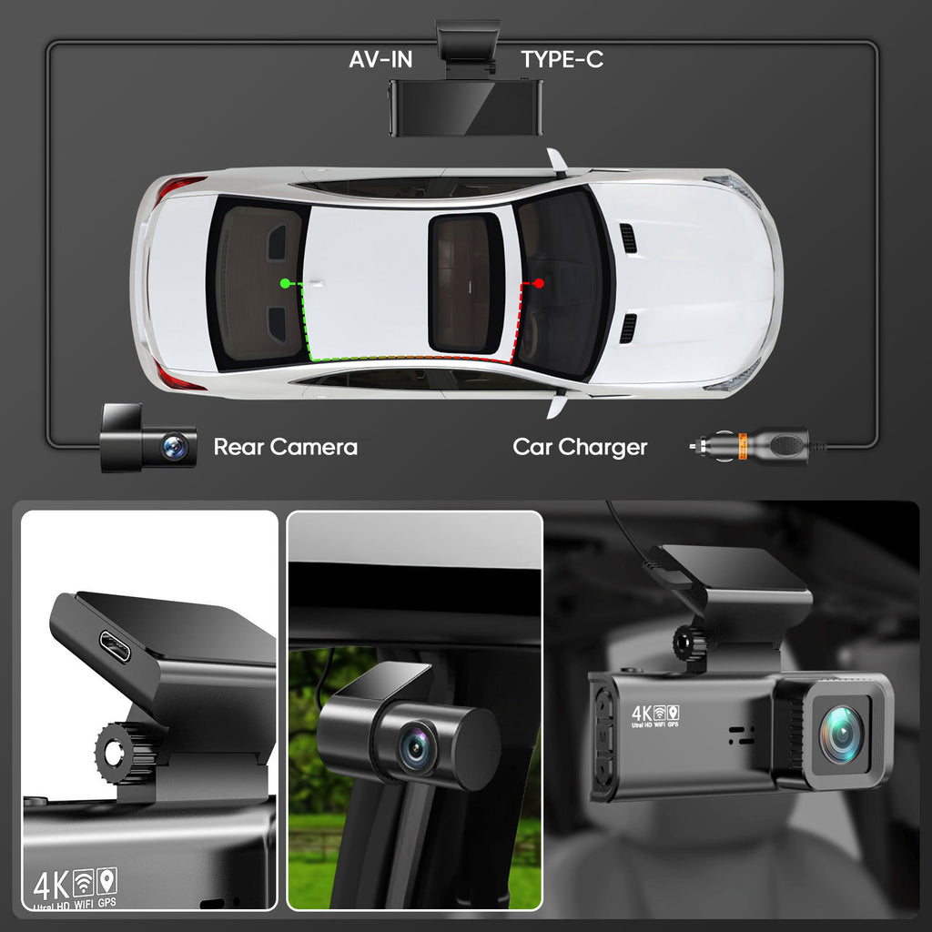 V56 3.18Inch Screen4K+1080P Driving Recorder REDTIGER F7N Optimized Driving Recorder wifi