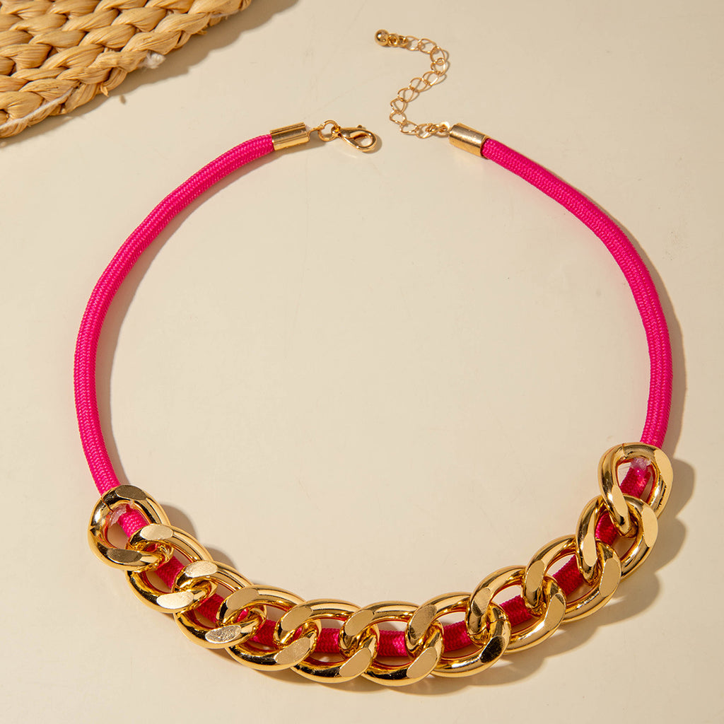 European and American Style Unique Knot Design Statement Necklace Drawstring Snake Chain Clavicle Chain Women's Simple Pendant Jewelry