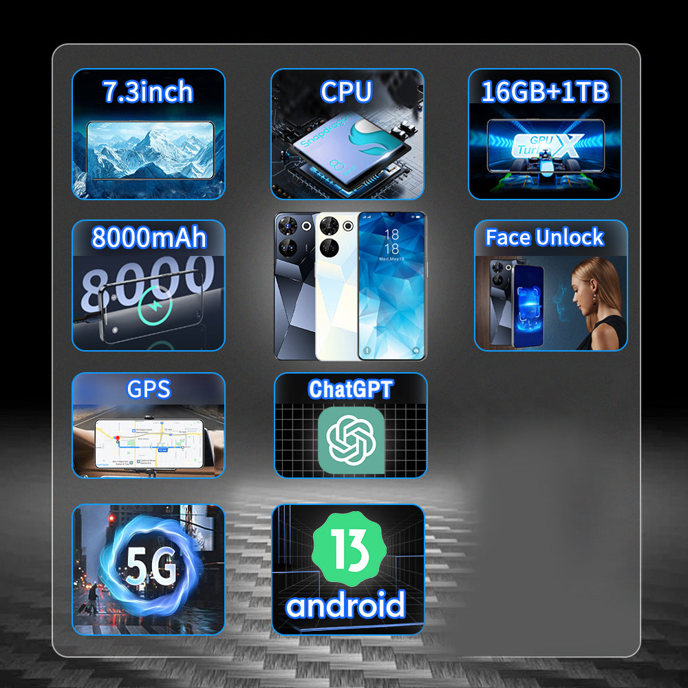 Mobile Phone C20Pro7.3Inch Full HD Screen16+1T Android Smart Factory Price Wholesale Full Screen Large Screen