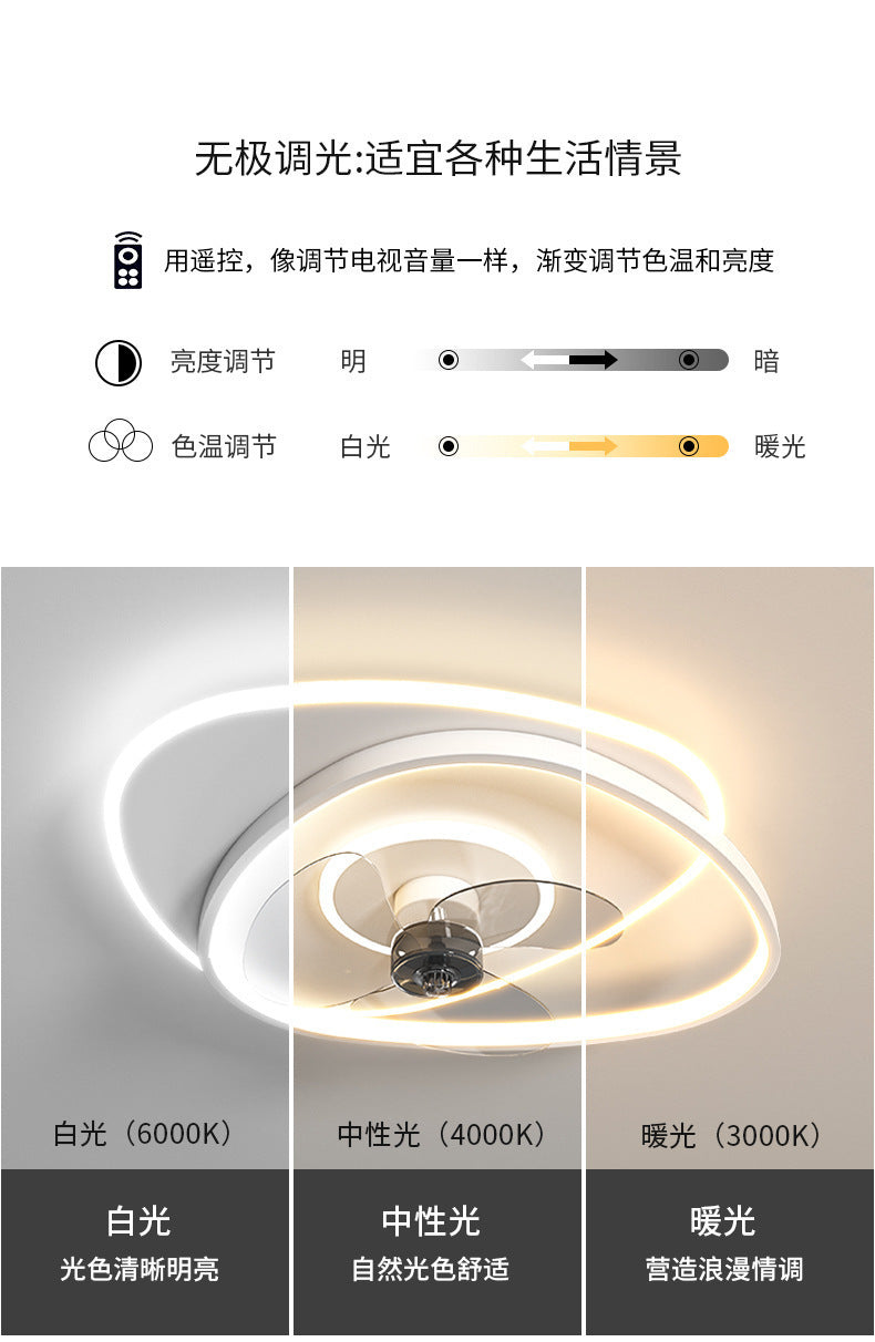 Modern Minimalist Bedroom Shaking Head Fan Light Integrated Children's Room Ceiling Light Silent Living Room Dining Room Zhongshan Lighting