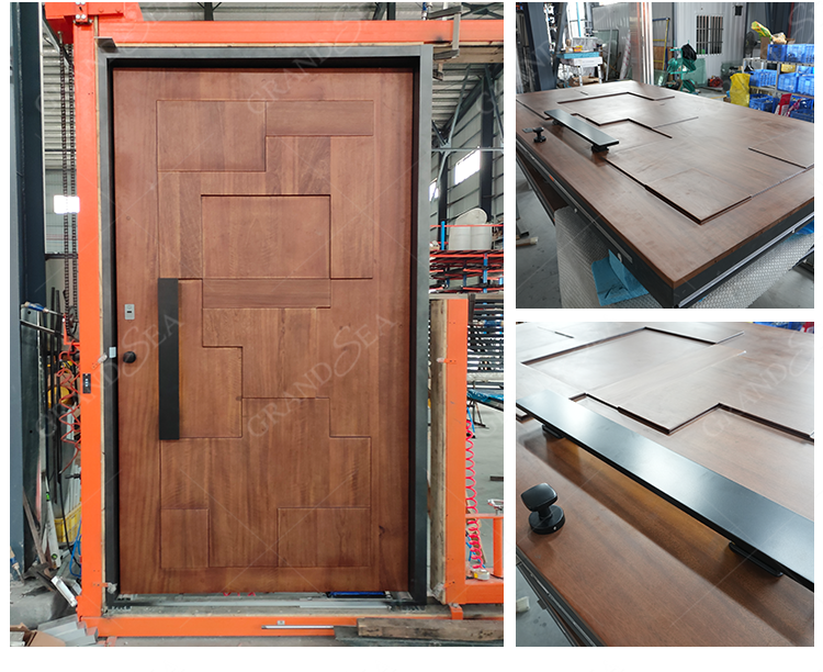 American Style Contemporary Solid Wood Entry Main Entrance Doors Front Doors for Houses Modern Exterior Main Pivot Door
