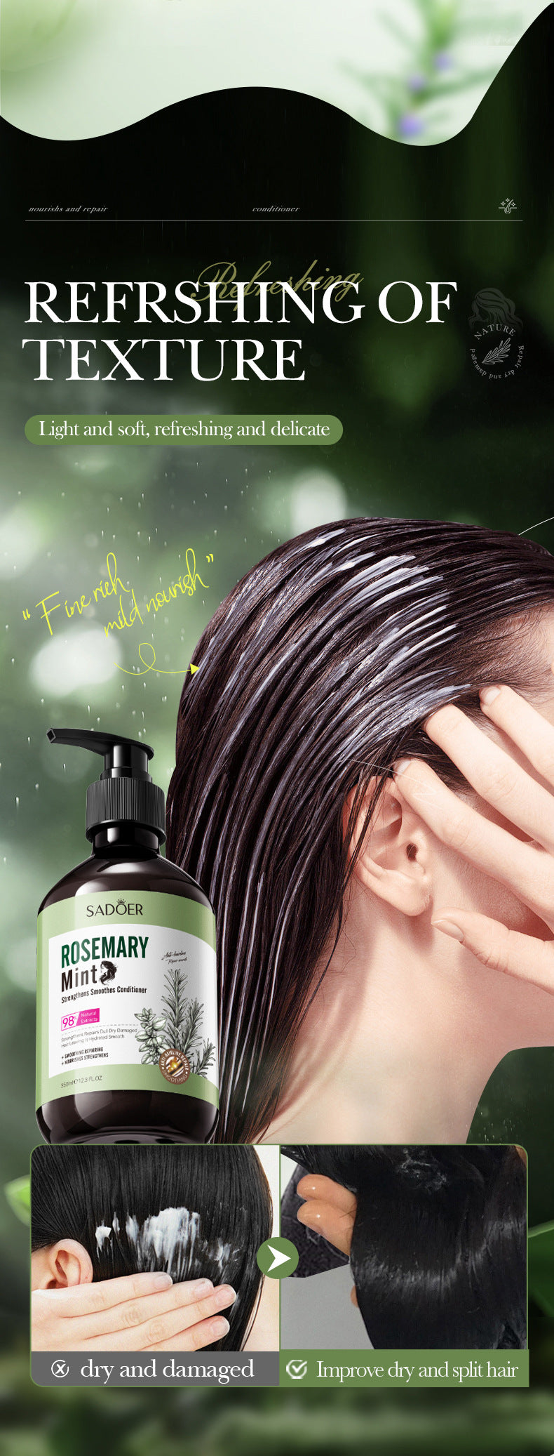 Peppermint Rosemary Essential Oil SADOER Strong and Smooth Conditioner Cross-Border Wholesale