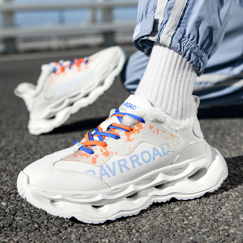 Winter New Ultra-fiber Leather Waterproof Fashion Casual Sports Shoes with Fleece Lining Warm Men's Shoes Non-slip Wear-resistant Running Shoes