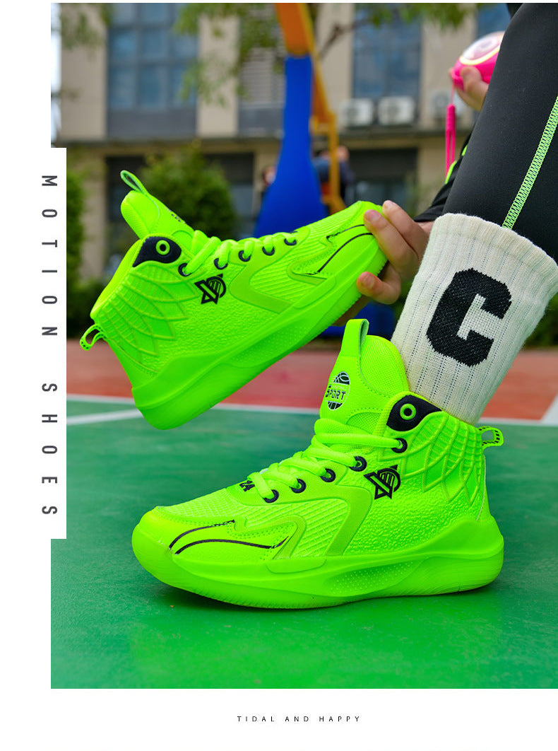 Children's Shoes Breathable Mesh Water-Resistant Sports Shoes for Teenagers Wear-Resistant Shock-Absorbing Non-Slip Professional Training Basketball Shoes