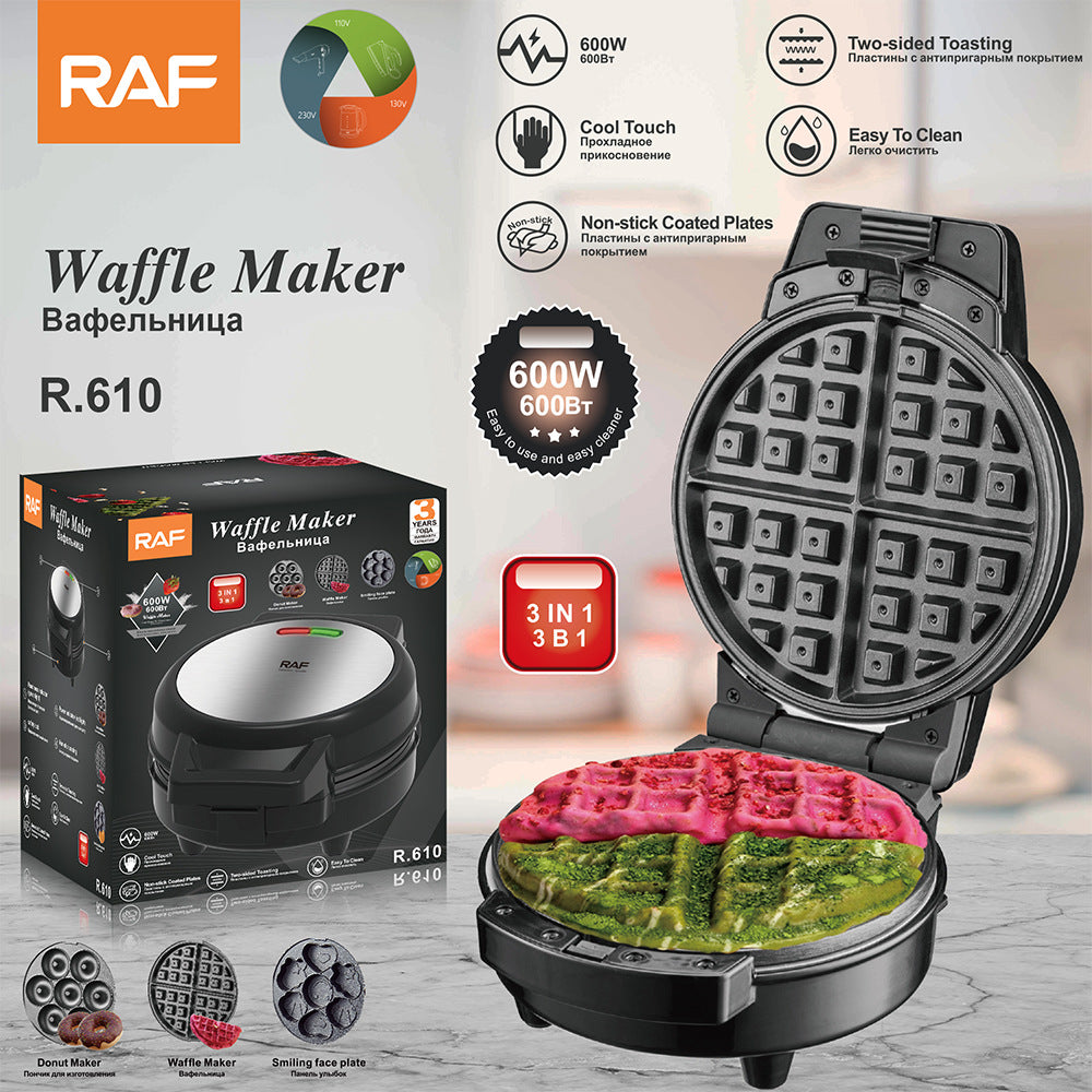 RAF European and American Household Breakfast Machine Waffle Maker Fully Automatic Mini Double-Sided Heating Electric Griddle Light Food Machine