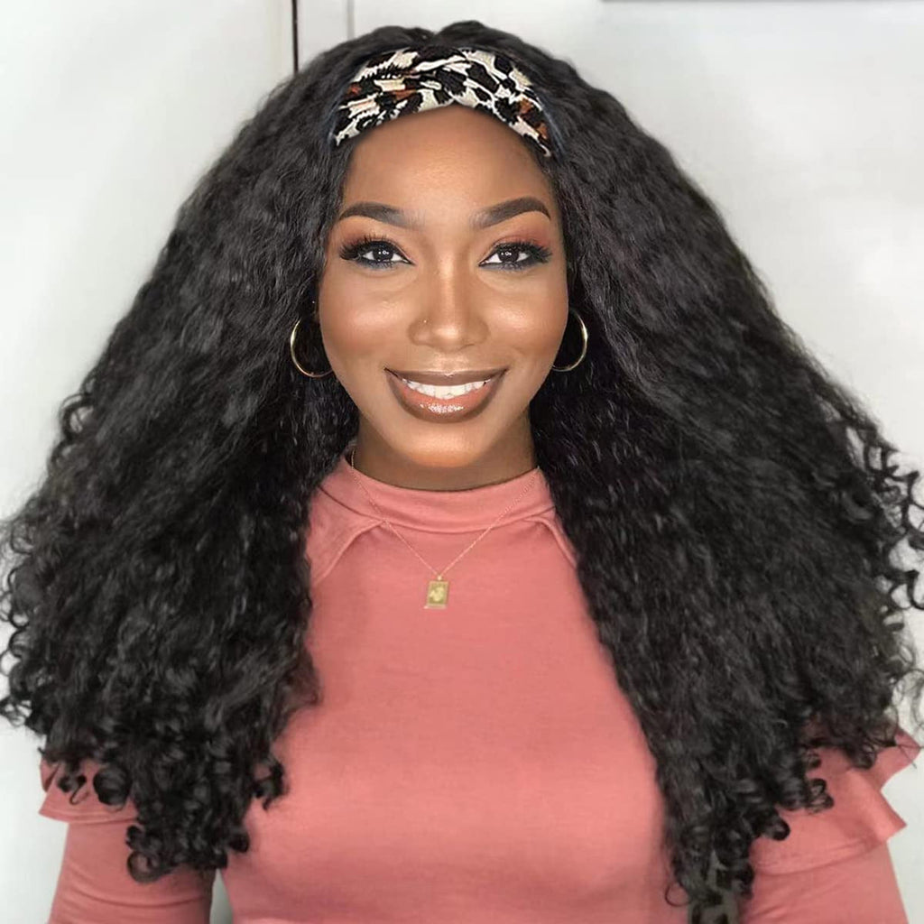 Africa YAKI Curly End Curly Hair Synthetic Wig V The top of the model is hollowed out