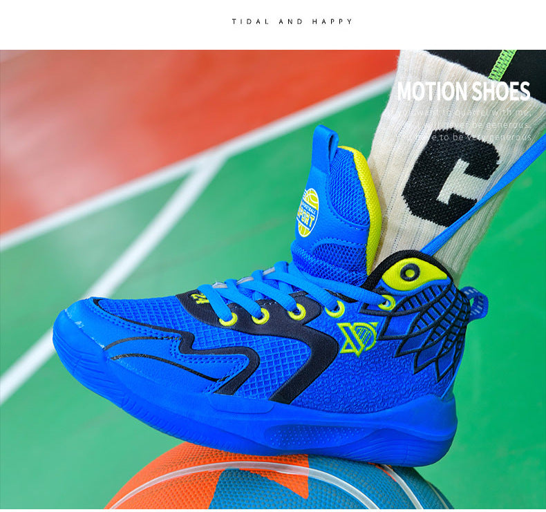 Children's Shoes Breathable Mesh Water-Resistant Sports Shoes for Teenagers Wear-Resistant Shock-Absorbing Non-Slip Professional Training Basketball Shoes