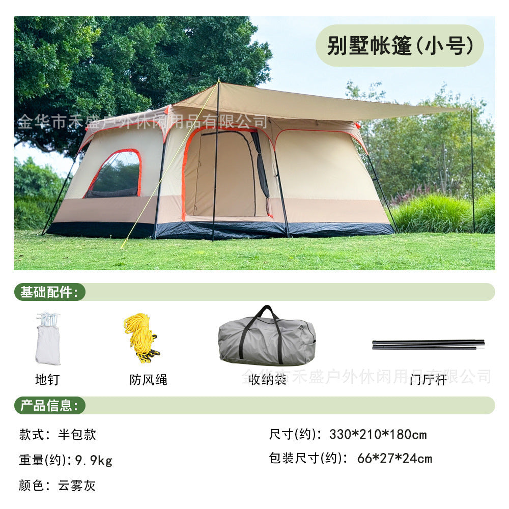 Thickened outdoor tent with two rooms and one living area, sunproof and waterproof3-12Camping Tent