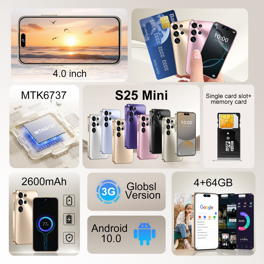 Hot Sale S25 Mini Mini Smartphone4+64G All-Network Dual-SIM Dual-Standby Android mini Mobile Phone