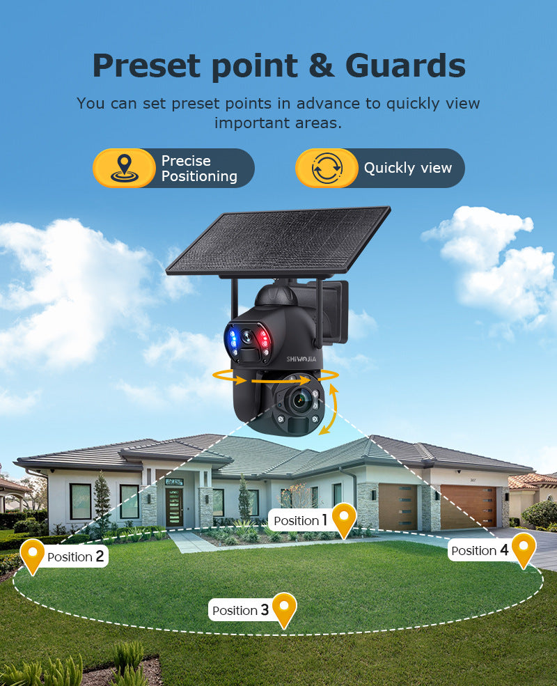 Outdoor36Zoom600Ultra HD Dual Screen Solar Camera Metal Heat Dissipation Night Vision Waterproof Dome Camera