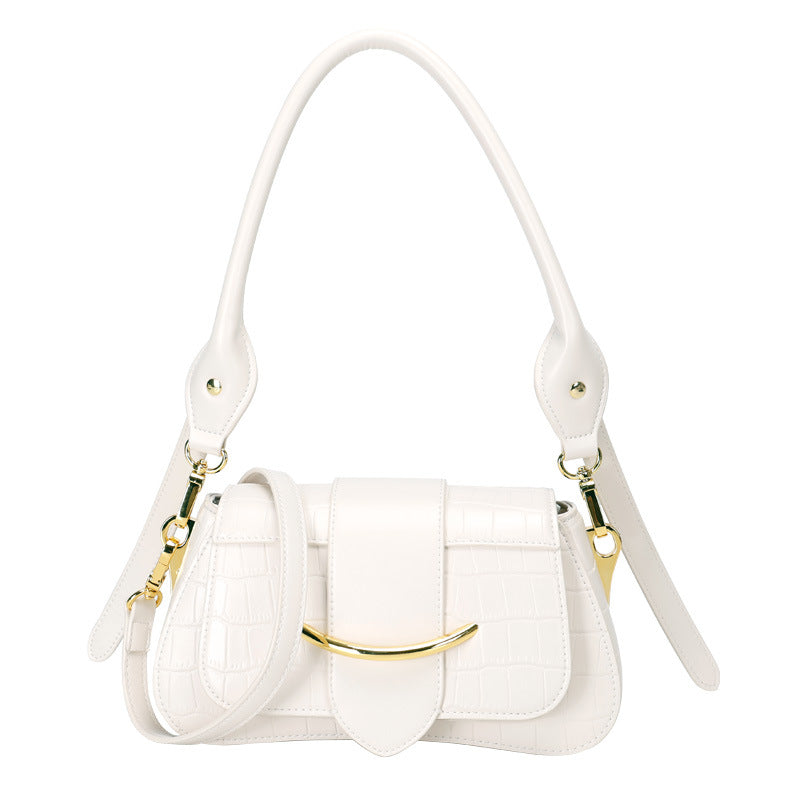 2024Spring Summer New Simple Niche Design Women's Bag Versatile Shoulder Underarm Bag Crocodile Pattern Small Square Bag Crossbody Bag