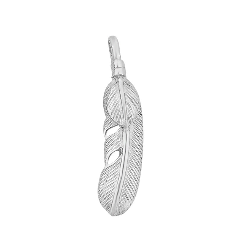 Stainless Steel Feather Pendant Men's Trendy Hip-Hop Summer Retro Niche Necklace Titanium Steel Accessories Factory Wholesale