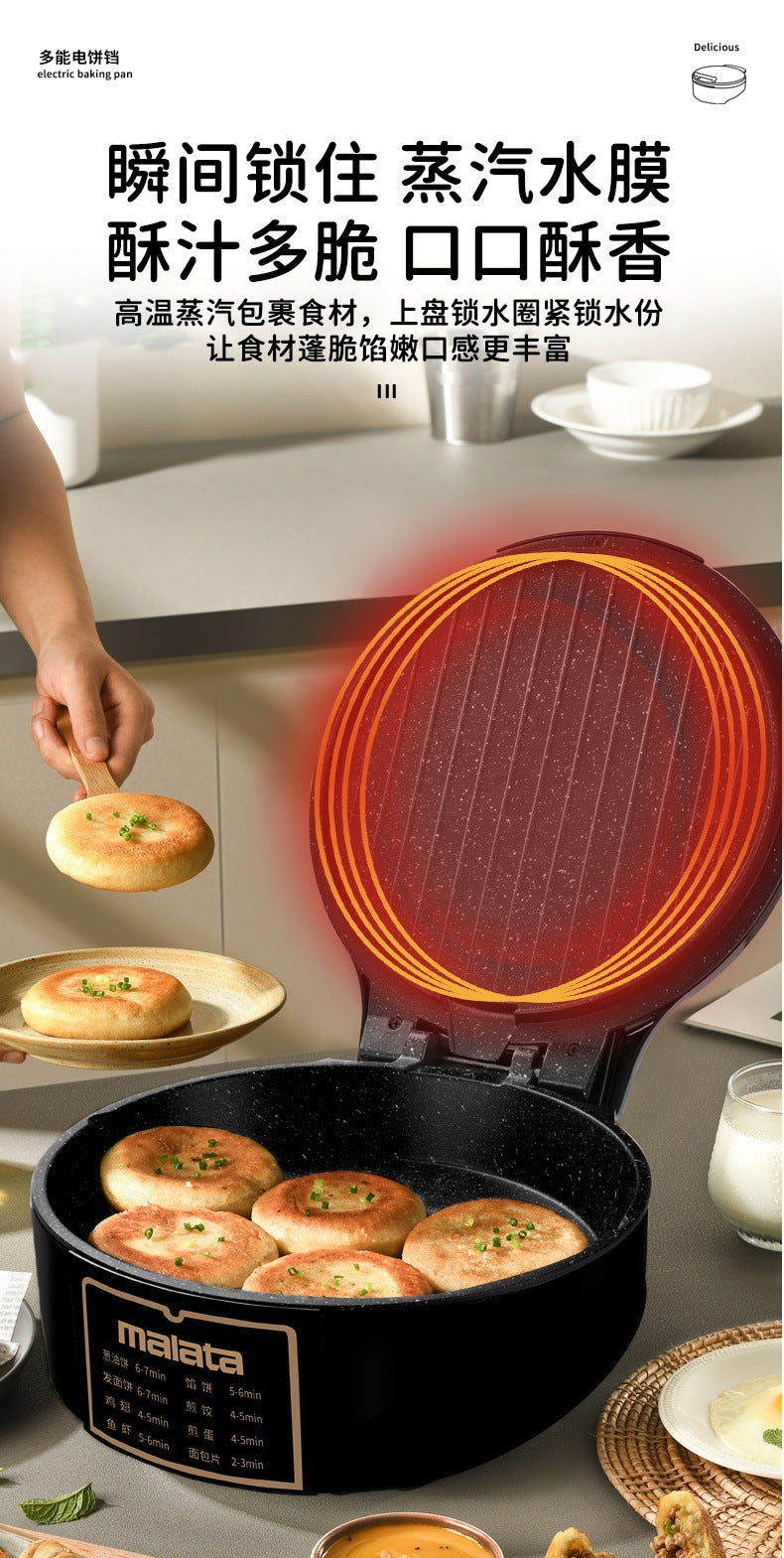Wanlida New Electric Griddle for Home Use, Double-Sided, Multi-Functional, Deepened and Enlarged, Can Fry and Roast, Grilling Machine, Griddle Pan