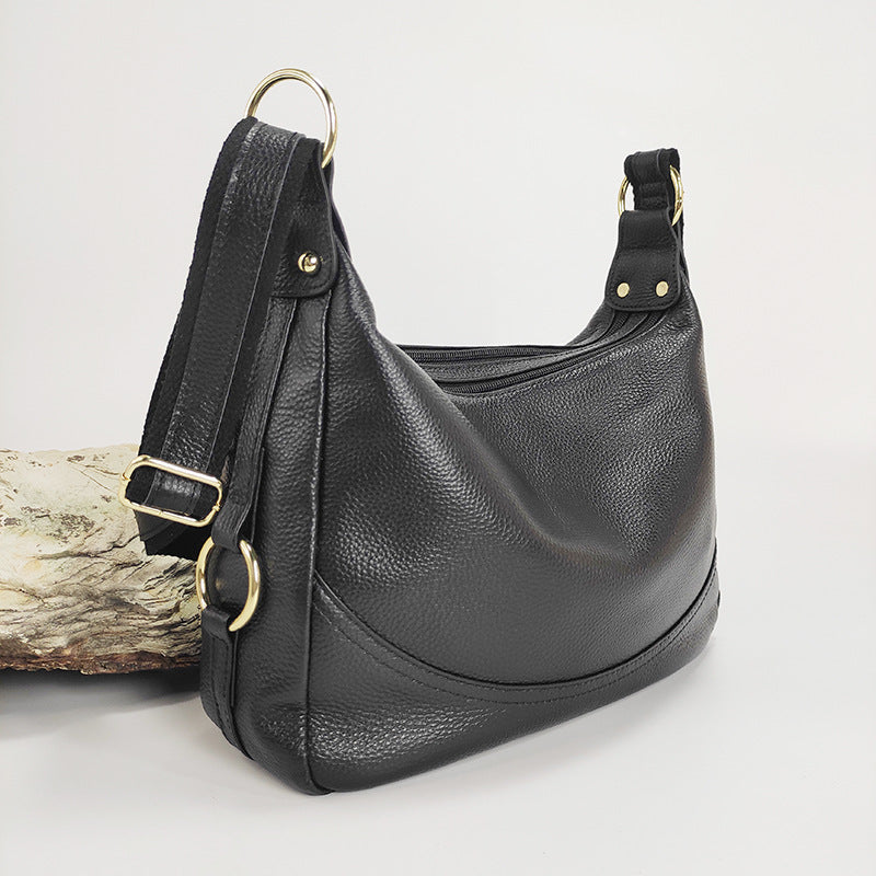 Genuine Leather Crossbody Bag for Women2025Versatile Soft Top Layer Cowhide Large Capacity Shoulder Bag for Middle-aged Moms, Light Luxury Style