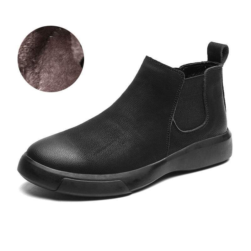 Chelsea Men's Boots Leather Shoes High-top Martin Boots Men's Winter Fleece Lined British Style Boots Men's Martin Boots Short Boots
