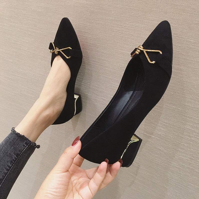Pumps Women2025New Korean Style Versatile Fairy High Heels for Women, Soft Sole, Non-Chafing, Chunky Mid Heel Fashion Shoes for Women