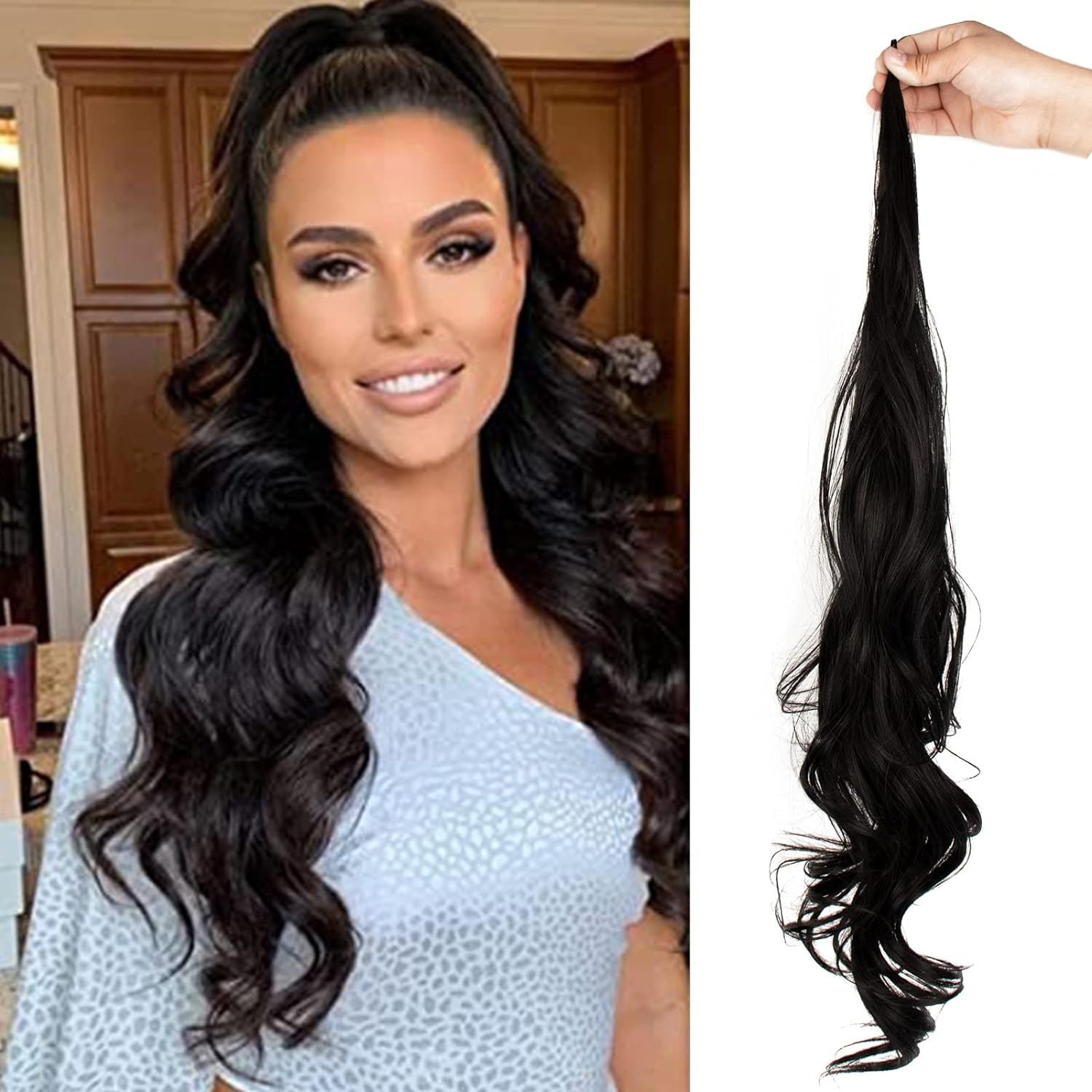 32Inch European and American Style Wig Ponytail for Women Wrap-around Ponytail Magic Wand Ponytail Wand Hair Ponytail