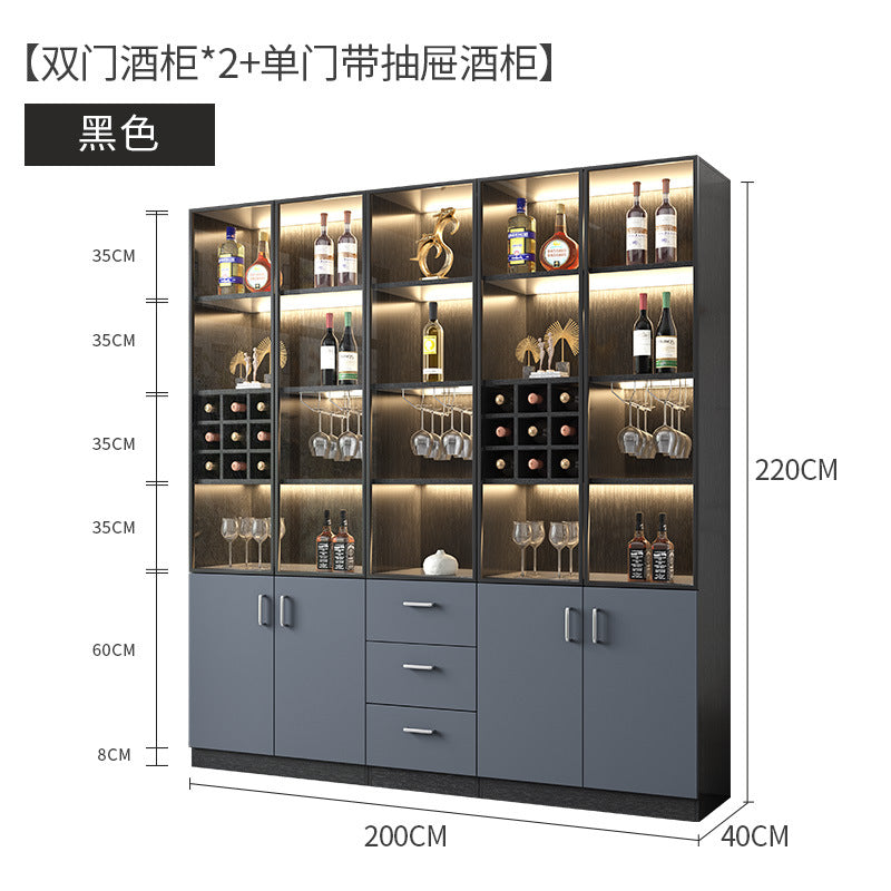 Apartment Wall-Mounted Sideboard Double-Door Wine Rack Storage Cabinet for Hotel Projects and Home Use LED Wine Cabinet
