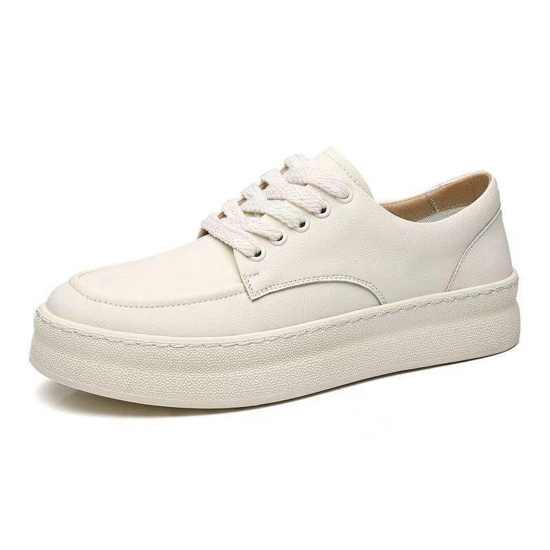 Men's Shoes White Sneakers Fashion Versatile Summer New Height-Increasing Casual Breathable Trendy Board Shoes Soft Leather Versatile Board Shoes