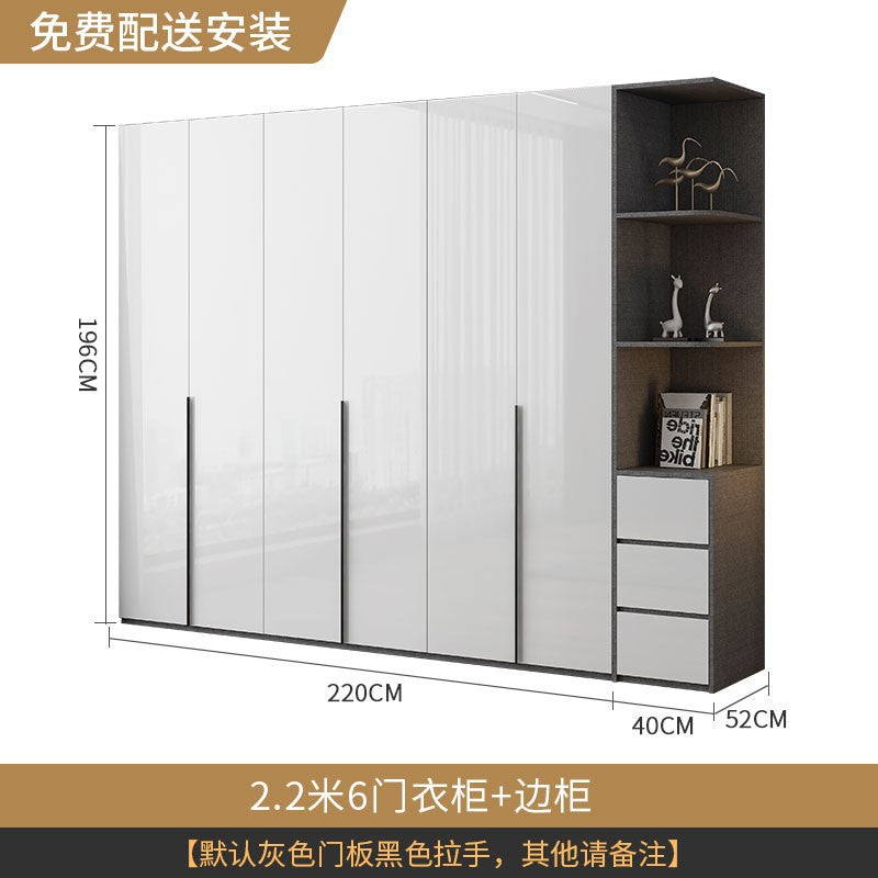Modern Simple Wardrobe with Swing Doors, Storage Wardrobe with Dressing Table, Shelves, Side Cabinet, Bedroom Wardrobe, Entryway Installation