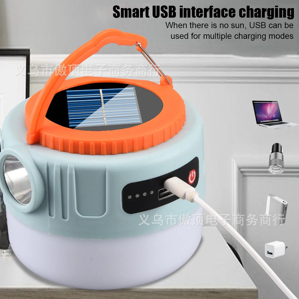 Solar Camping Light LED Outdoor Emergency Light USB Rechargeable Street Stall Night Market Remote Control Camping Light Flashlight