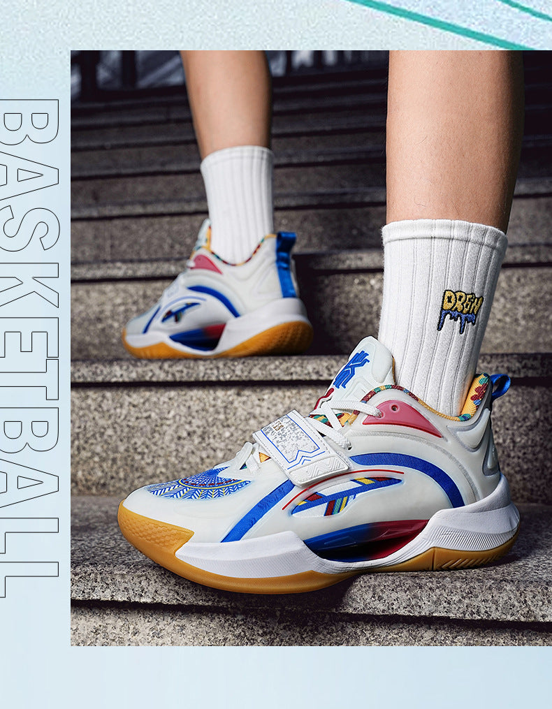 Summer Trendy Fashion Breathable Comfortable Sports Men's Shoes Youth High Elastic Practical Wear-resistant Rubber Sole Basketball Shoes