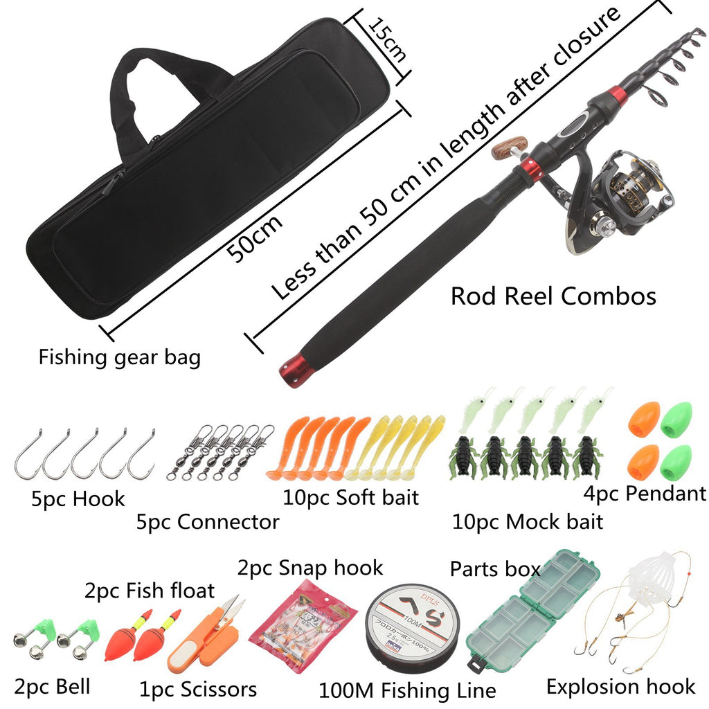 Comfortable Extended Handle Carbon Short Section Telescopic Lure Rod FBA Fishing Gear Set Short Casting Rod