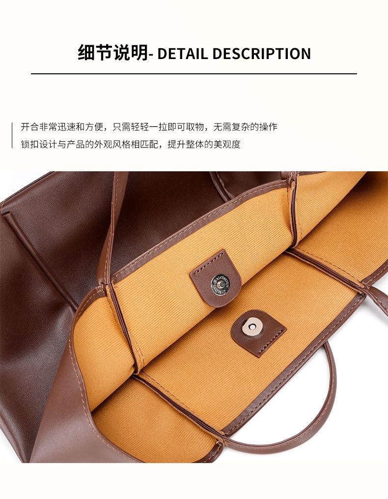 Simple Large Capacity Textured Tote Bag Mother Bag Elegant Commuter Handbag Fashion Versatile Shoulder Bag for Women