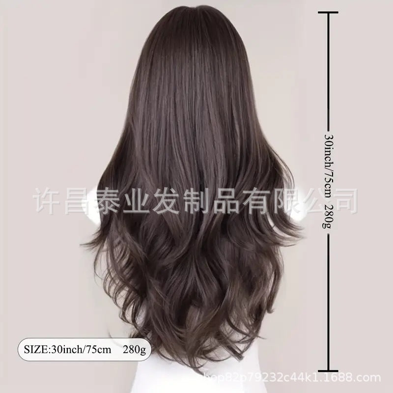 Amazon European and American Japanese and Korean Cross-Border Wig for Women, Realistic Large Scalp Long Curly Hair, Fashionable Fluffy Big Waves Full Wig