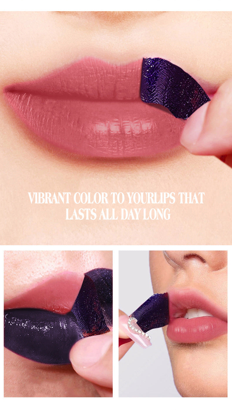 Tear-off Lip Gloss Velvet Matte Non-fading Non-stick Cup Tear-off Lip Color Version Labelable
