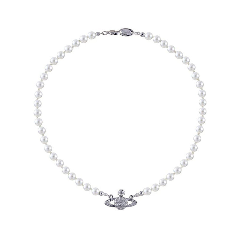 Hot Selling Pearl Necklace Women's Accessories High-end Necklace Sparkling Diamond Pendant Retro Hong Kong Style Collarbone Necklace