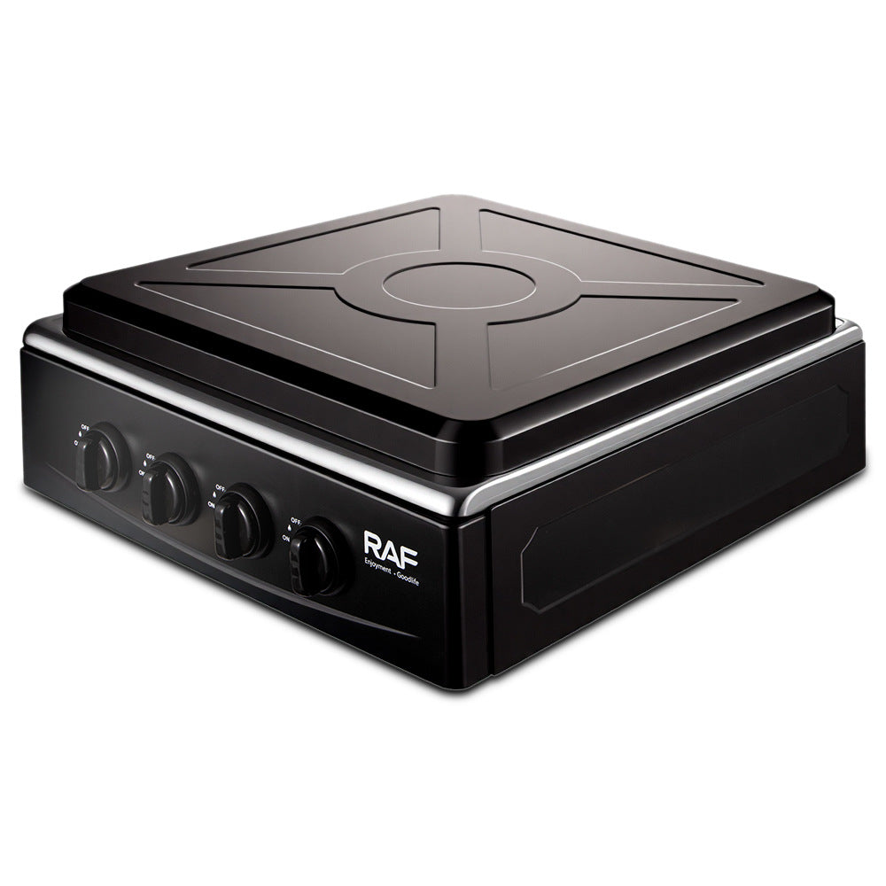 RAF European Standard Full Cover Low Energy Liquefied Gas Tabletop Flameout Protection Glass Rotating Fire Gas Four Burner Panel