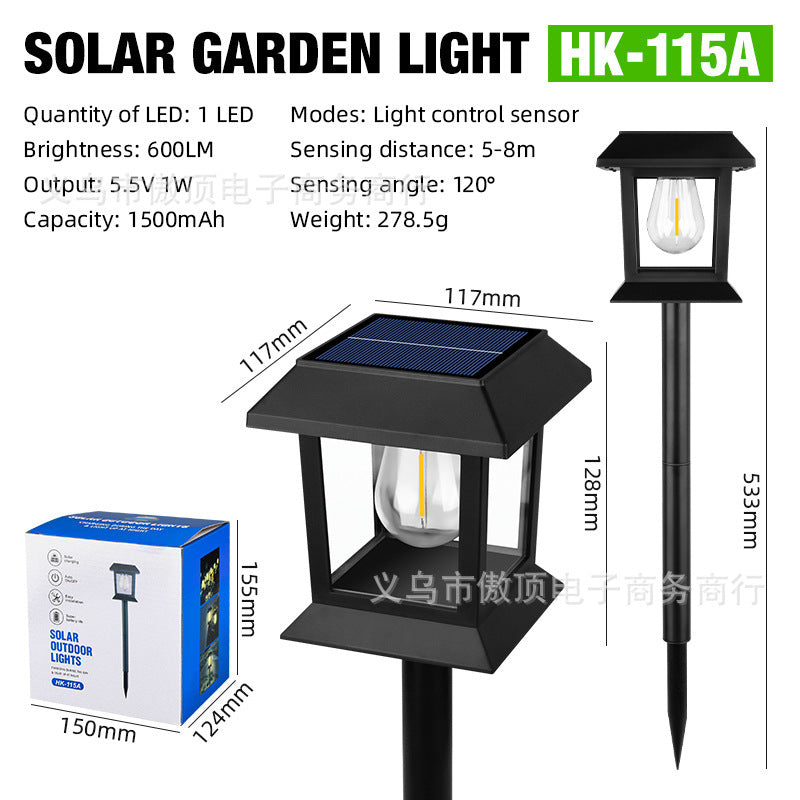 New Solar Lawn Light Outdoor Automatic Sensor Tungsten Lamp Garden Decoration Ground Plug Courtyard Landscape House Light