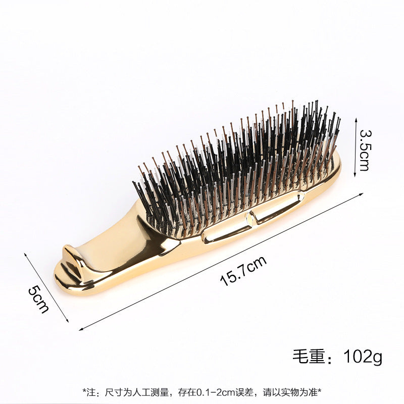 Cross-Border Electroplated Handle Comb Head Meridian Massage Comb Scalp Cleaning Dry and Wet Dual-Use Portable Styling Hair Comb